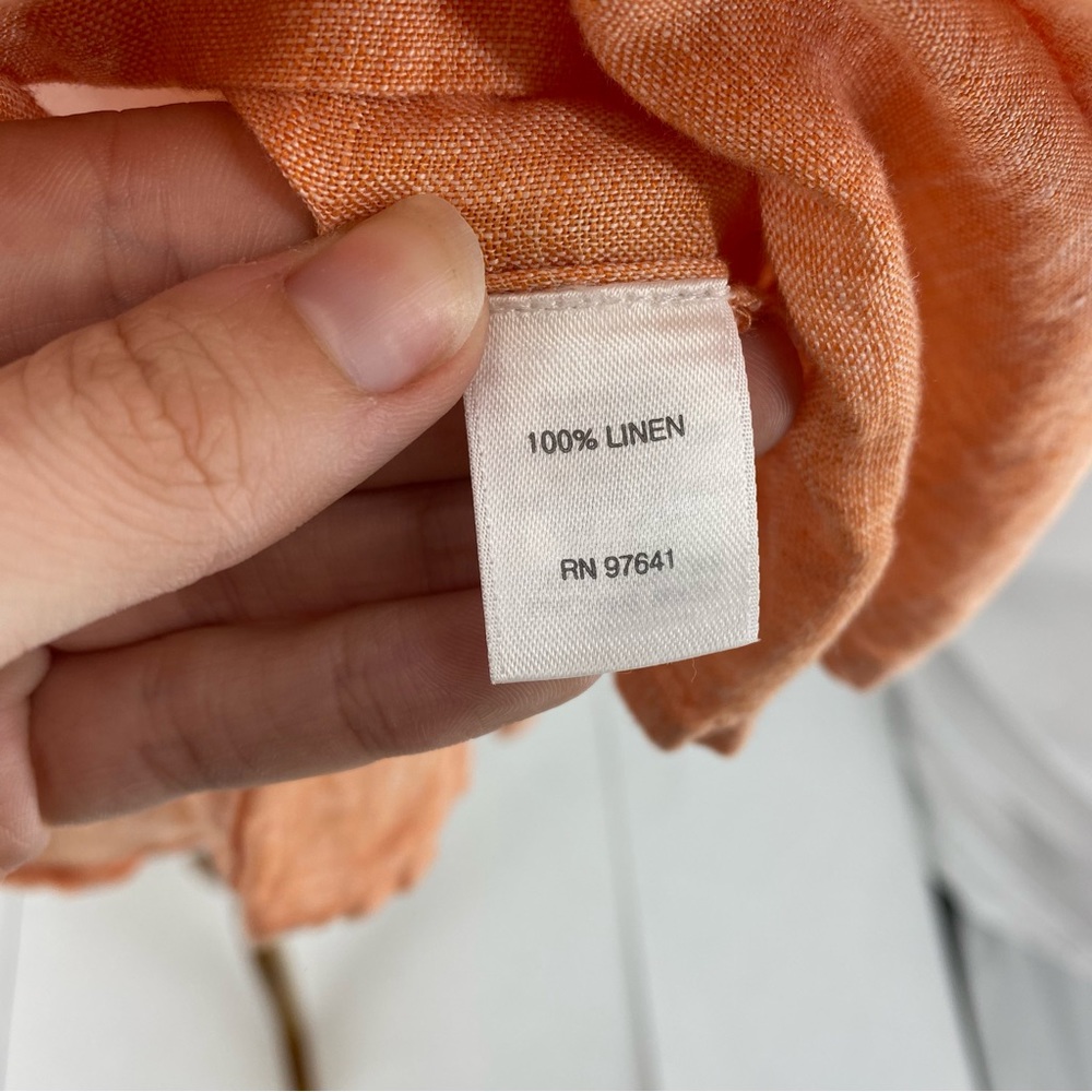 J. Jill Peach Linen Button Up Long Sleeve Tunic Shirt - Picture 6 of 6